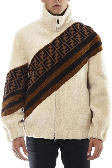 fendi ff motif shearling jacket|fendi men's leather jacket.